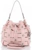 Vittoria Gotti Modna Torebka Skórzana Unikatowy Shopper Made in Italy Pudrowy Róż
